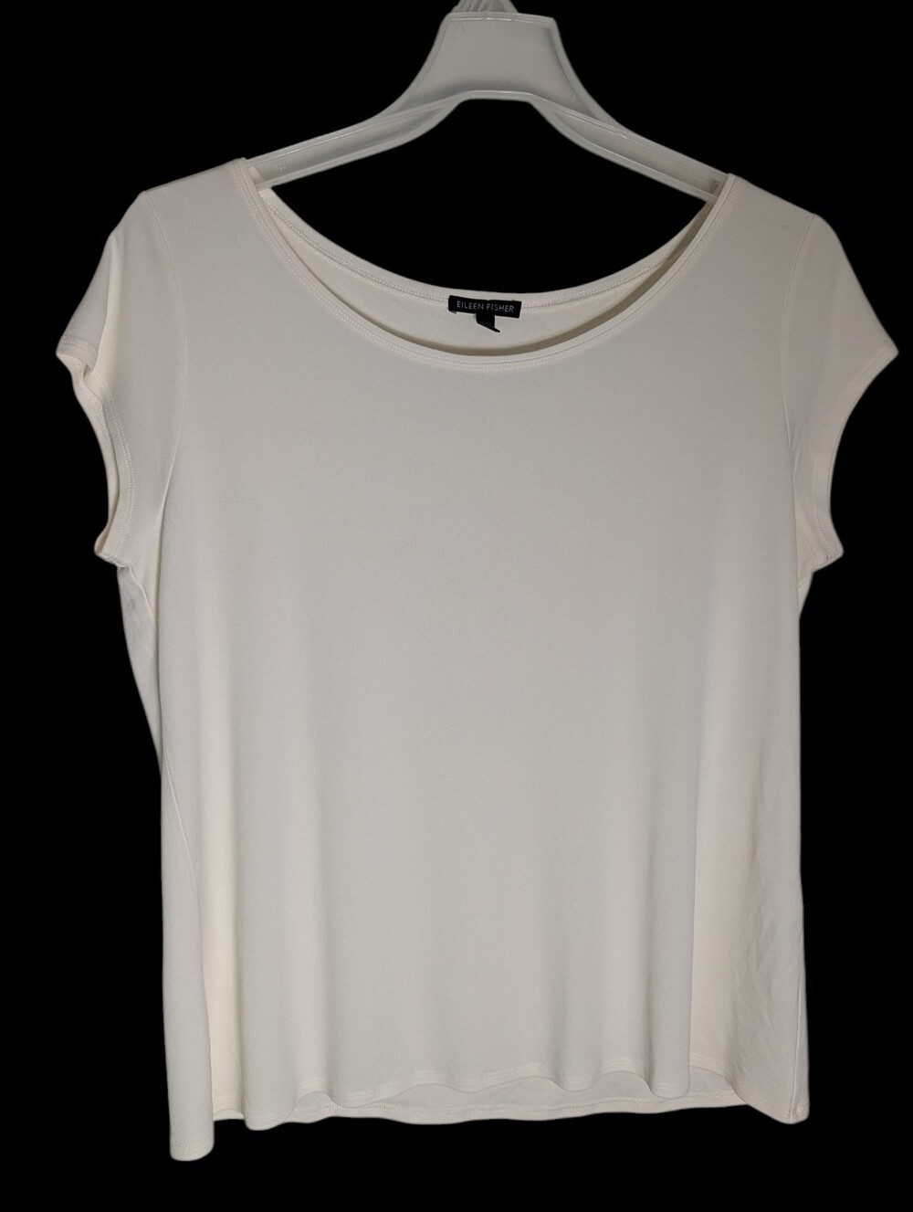 Eileen Fisher Womens Shirt 100% Silk Ivory Quiet Luxury Cap Neutral Old Money XL